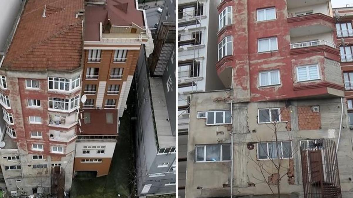 Bağcılar'da üst üste iki bina üzere görünen apartman yıkılıyor