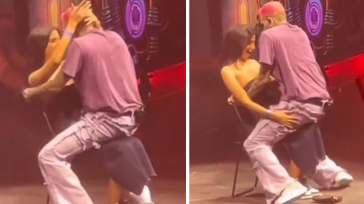 Müzikçi Chris Brown, konserde bayan hayranının kucağına oturarak dans etti