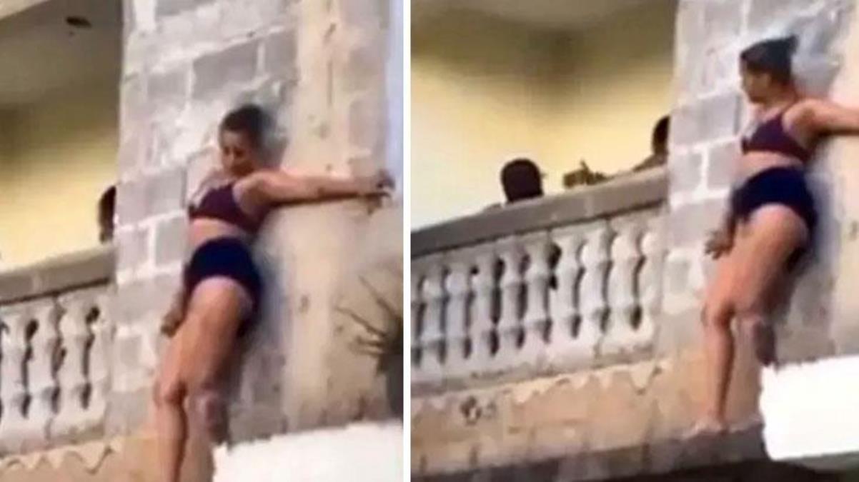 Yasak aşk yaşadığı adamın eşi meskene gelince balkonun köşesinde saklandı