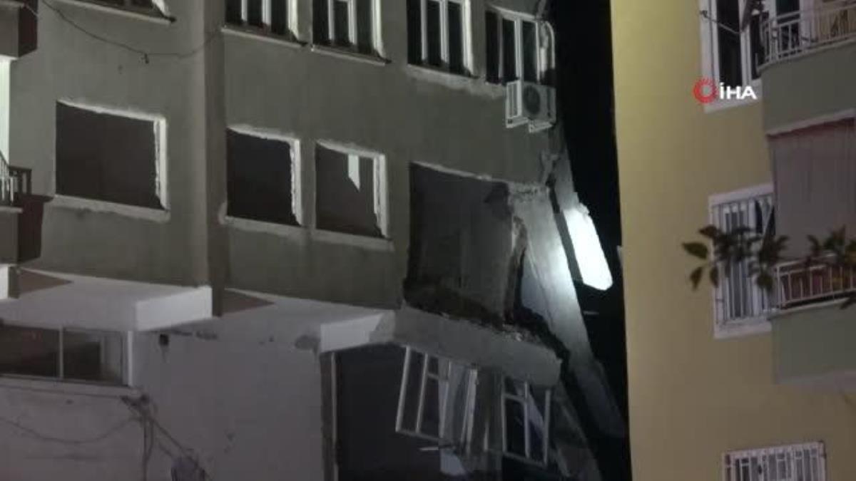 Diyarbakır'da ağır hasarlı binanın bir kısmı bizatihi çöktü