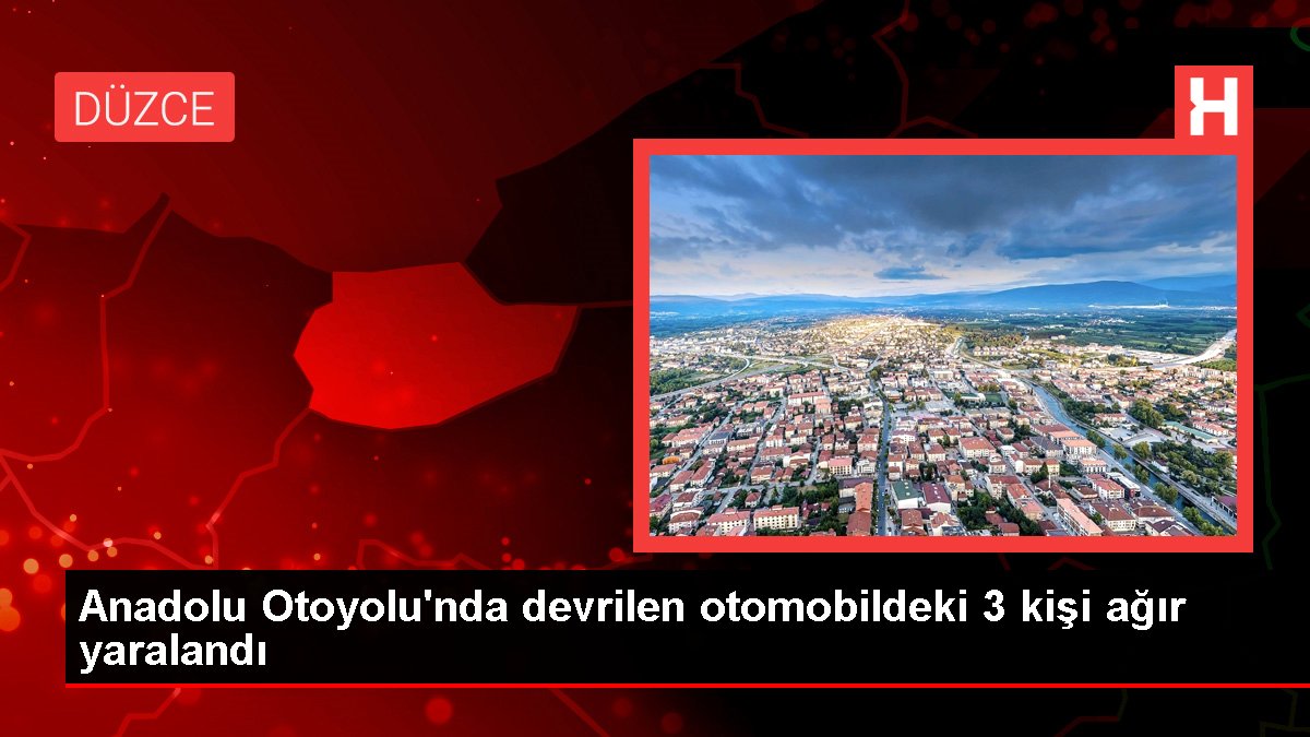 Anadolu Otoyolu'nda devrilen arabadaki 3 kişi ağır yaralandı