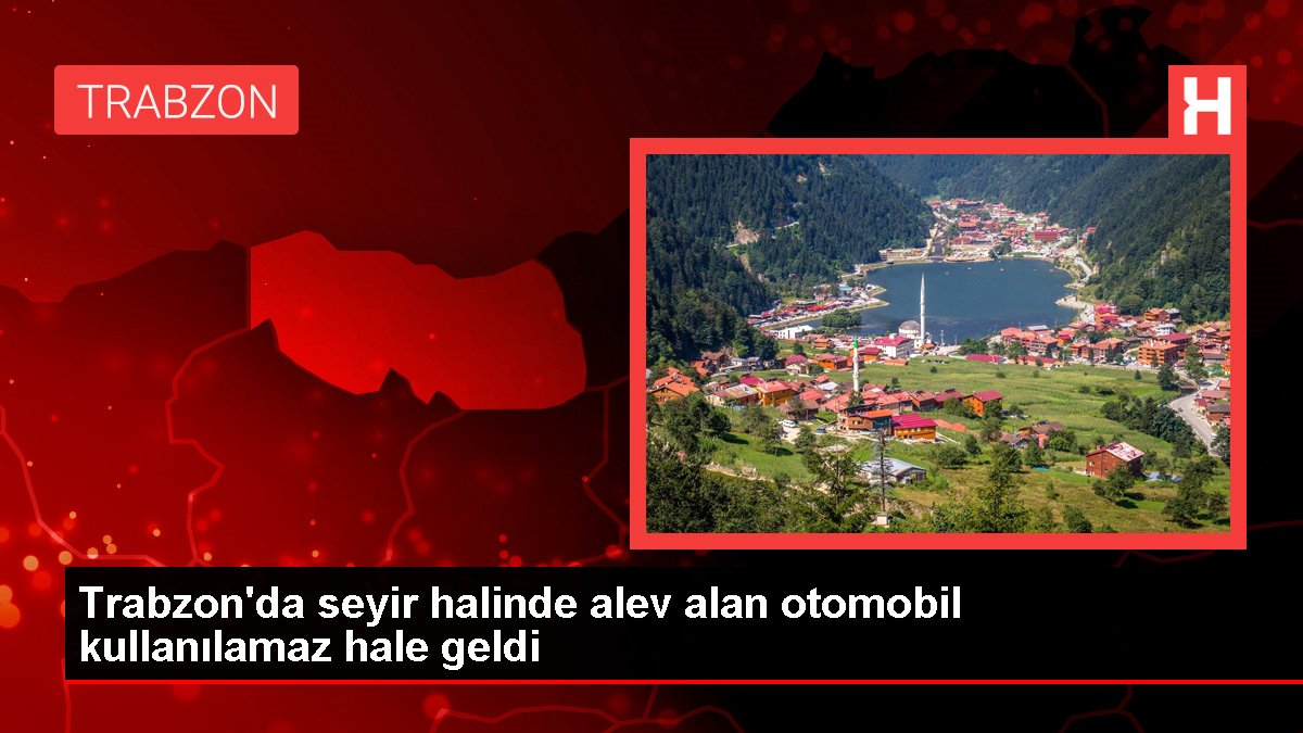 Trabzon'da seyir halinde alev alan araba kullanılamaz hale geldi
