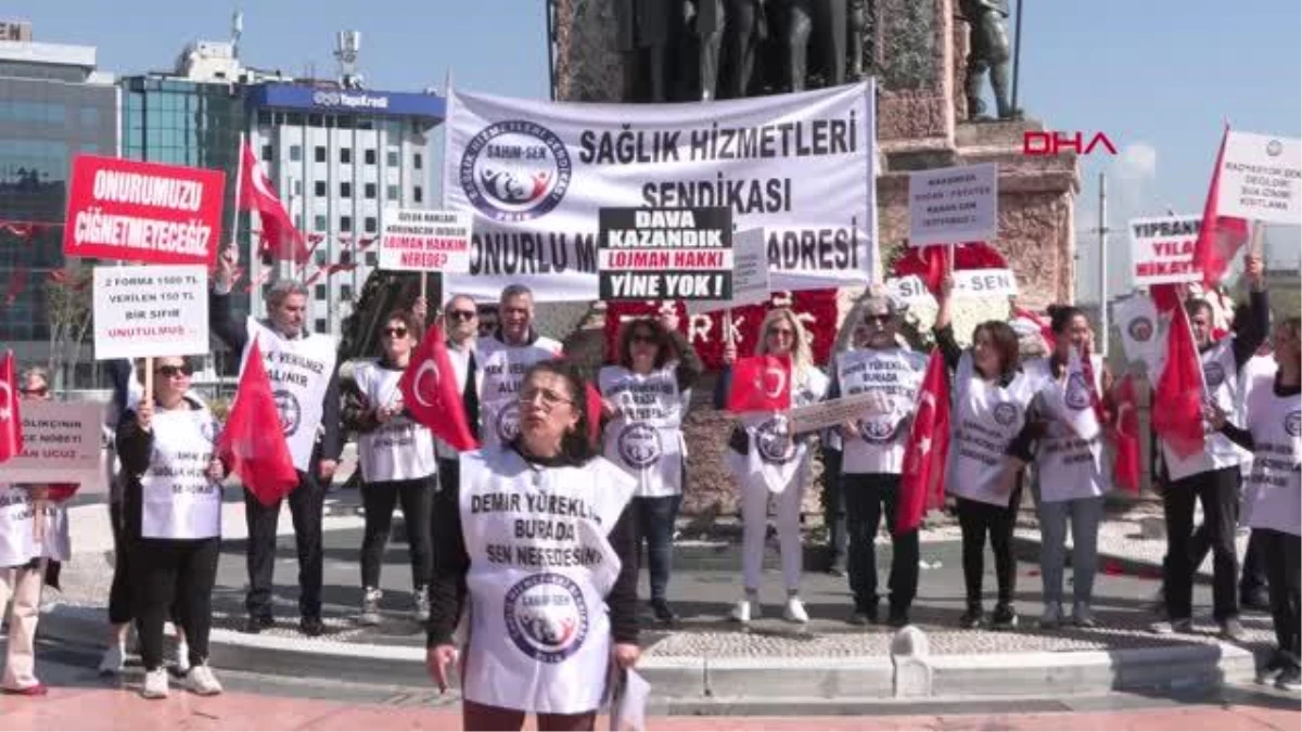 Sendika üyeleri 1 Mayıs için Taksim Meydanı'nda