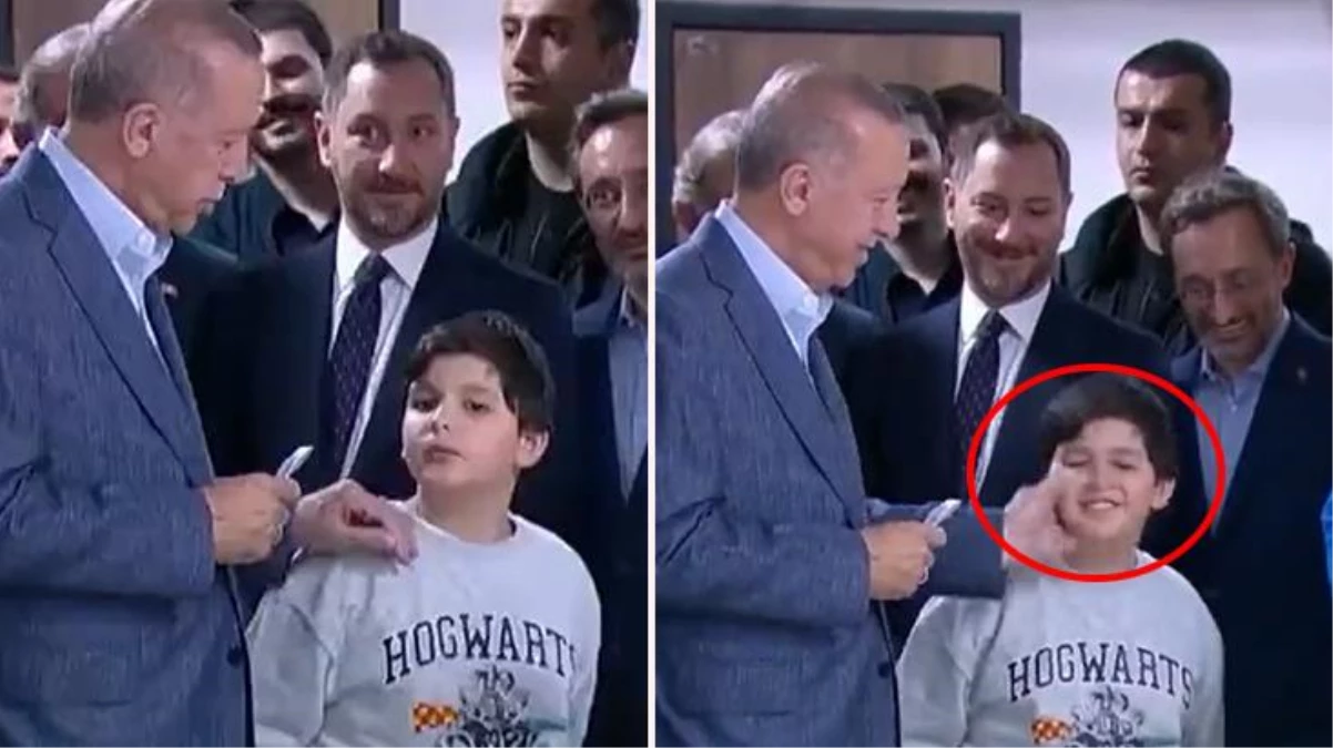 Cumhurbaşkanı Erdoğan'dan 'çocuğun yanağına vurduğu' tezlerine cevap: O benim torunum, yanağını okşadım