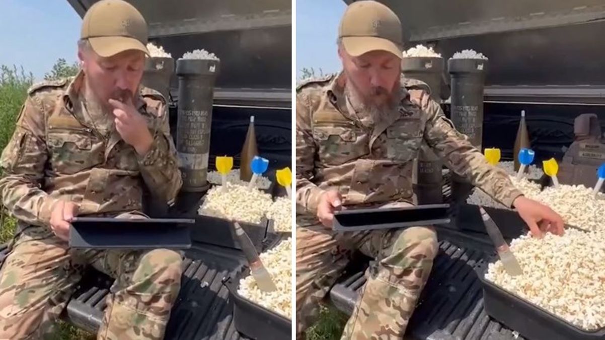 Ukrayna askerleri Rusya'daki darbe teşebbüsünü patlamış mısır yiyerek takip ediyor