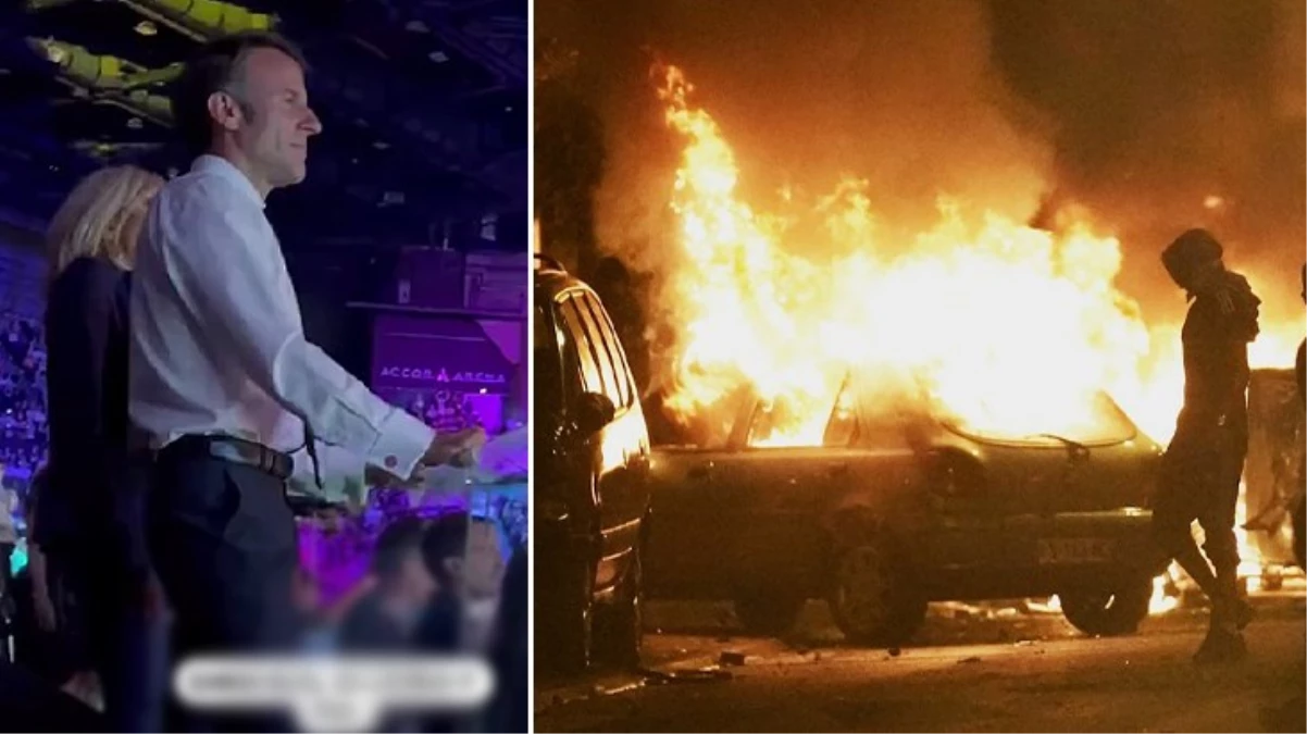 Fransa yanarken Cumhurbaşkanı Emmanuel Macron ve eşi konserde eğlendi