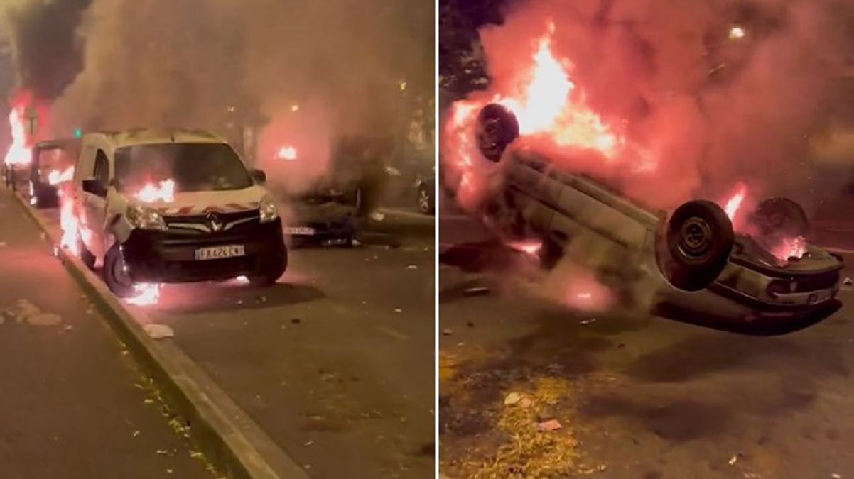 Polisin 17 yaşındaki genci öldürdüğü Fransa'dan gelen manzaralar telaş verici! Onlarca aracı ateşe verdiler